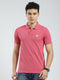 Men Pink Solid Collar Half Sleeve T-Shirt