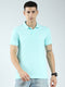 Men Blue Solid Collar Half Sleeve T-Shirt