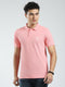 Men Pink Solid Collar Half Sleeve T-Shirt