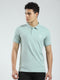 Men Green Solid Collar Half Sleeve T-Shirt