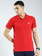Men Red Solid Collar Half Sleeve T-Shirt