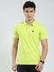 Men Green Solid Collar Half Sleeve T-Shirt