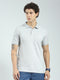Men Grey Solid Collar Half Sleeve T-Shirt