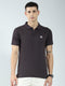 Men Charcoal Solid Collar Half Sleeve T-Shirt