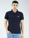 Men Navy Blue Solid Collar Half Sleeve T-Shirt