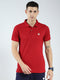 Men Maroon Solid Collar Half Sleeve T-Shirt