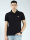 Men Black Solid Collar Half Sleeve T-Shirt