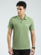 Men Green Solid Collar Half Sleeve T-Shirt