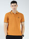 Men Mustard Self Design Collar Half Sleeve T-Shirt