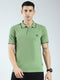 Men Green Self Design Collar Half Sleeve T-Shirt