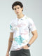 Men White Printed Collar Half Sleeve T-Shirt