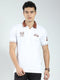 Men White Printed Collar Half Sleeve T-Shirt