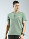 Men Green Solid Round Neck Half Sleeve T-Shirt