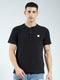 Men Black Solid Round Neck Half Sleeve T-Shirt