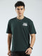 Men Green Printed Round Neck Half Sleeve T-Shirt