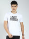 Men White Printed Round Neck Half Sleeve T-Shirt