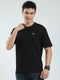 Men Black Solid Round Neck Half Sleeve T-Shirt