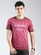 Men Burgundy Printed Round Neck Half Sleeve T-Shirt