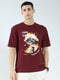 Men Maroon Printed Round Neck Half Sleeve T-Shirt