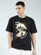 Men Black Printed Round Neck Half Sleeve T-Shirt