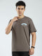 Men Brown Printed Round Neck Half Sleeve T-Shirt
