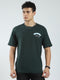 Men Green Printed Round Neck Half Sleeve T-Shirt