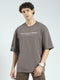 Men Grey Printed Round Neck Half Sleeve T-Shirt