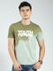 Men Green Printed Round Neck Half Sleeve T-Shirt