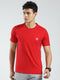 Men Red Solid Round Neck Half Sleeve T-Shirt