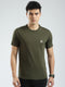 Men Olive Solid Round Neck Half Sleeve T-Shirt