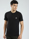 Men Black Solid Round Neck Half Sleeve T-Shirt
