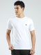 Men White Solid Round Neck Half Sleeve T-Shirt