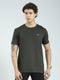Men Olive Solid V Neck Half Sleeve T-Shirt