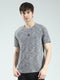 Men Grey Solid Round Neck Half Sleeve T-Shirt