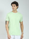 Men Green Solid Round Neck Half Sleeve T-Shirt