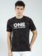 Men Black Printed V Neck Half Sleeve T-Shirt