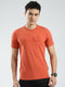 Men Rust Solid Round Neck Half Sleeve T-Shirt