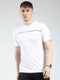 Men White Printed Round Neck Half Sleeve T-Shirt