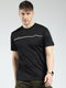 Men Black Printed Round Neck Half Sleeve T-Shirt