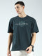 Men Green Printed Round Neck Half Sleeve T-Shirt