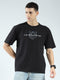 Men Black Printed Round Neck Half Sleeve T-Shirt