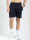 Men Navy Blue Solid Regular Fit Shorts