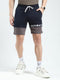 Men Navy Blue Printed Regular Fit Shorts