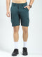 Men Teal Blue Solid Regular Fit Shorts