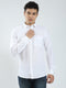 Men White Solid Collar Full Sleeve Shirt