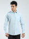 Men Blue Solid Collar Full Sleeve Shirt