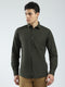 Men Olive Solid Collar Full Sleeve Shirt