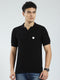 Men Black Solid Collar Half Sleeve T-Shirt
