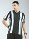 Men Olive Stripe Collar Half Sleeve T-Shirt