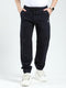 Men Navy Blue Solid Straight Fit Cargo